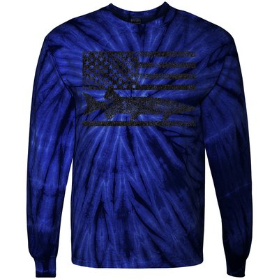 Musky Fishing Muskie Fisherman American Flag Gift Tie-Dye Long Sleeve Shirt