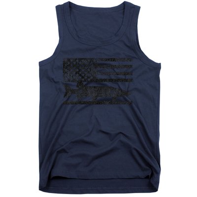 Musky Fishing Muskie Fisherman American Flag Gift Tank Top