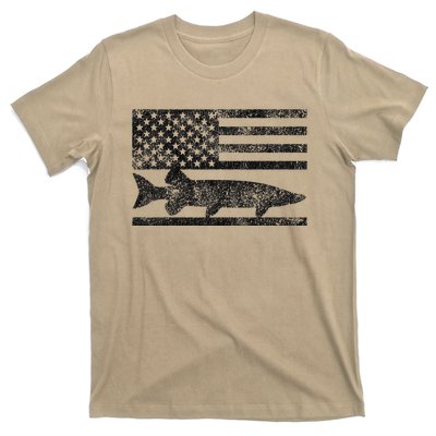 Musky Fishing Muskie Fisherman American Flag Gift T-Shirt