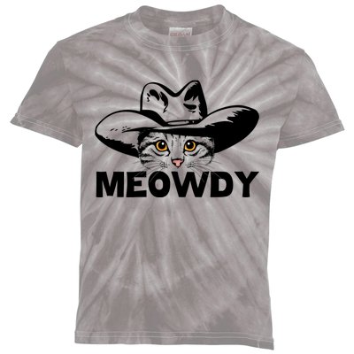 Meowdy Funny Mashup Between Meow And Howdy Cat Meme Cool Gift Kids Tie-Dye T-Shirt