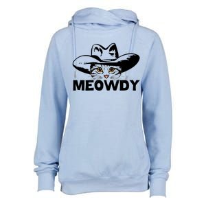 Meowdy Funny Mashup Between Meow And Howdy Cat Meme Cool Gift Womens Funnel Neck Pullover Hood