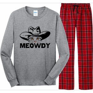 Meowdy Funny Mashup Between Meow And Howdy Cat Meme Cool Gift Long Sleeve Pajama Set