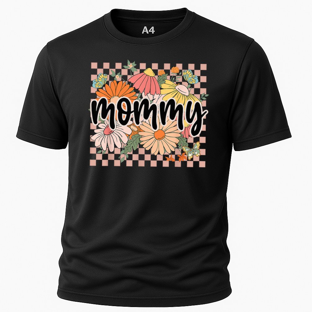 Mommy Floral Mother'S Day Wildflower Girl Checkered Cooling Performance Crew T-Shirt