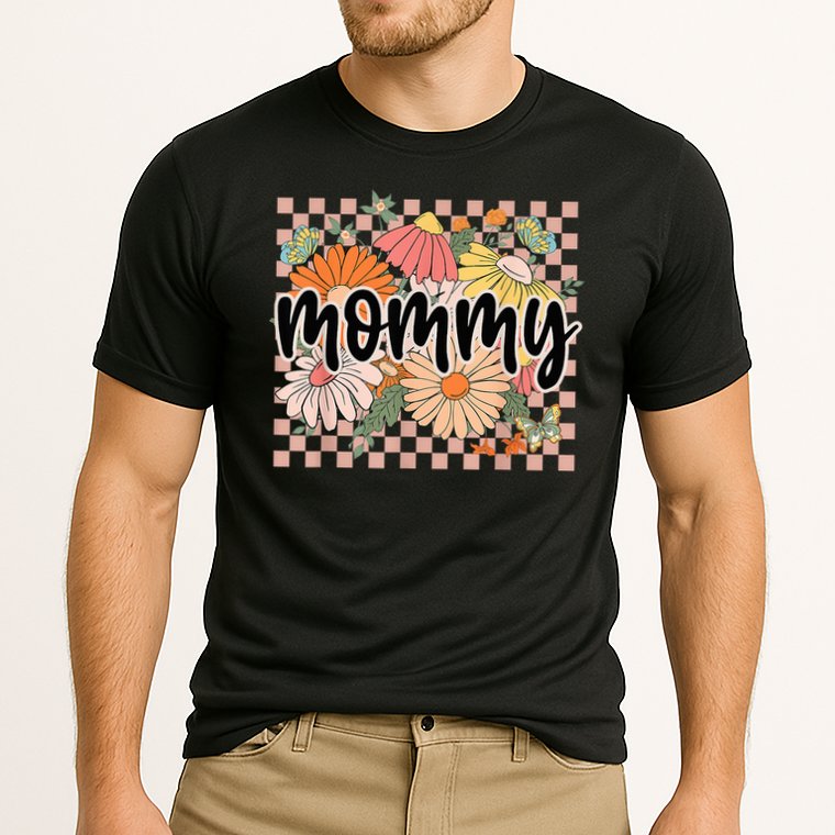Mommy Floral Mother'S Day Wildflower Girl Checkered Cooling Performance Crew T-Shirt