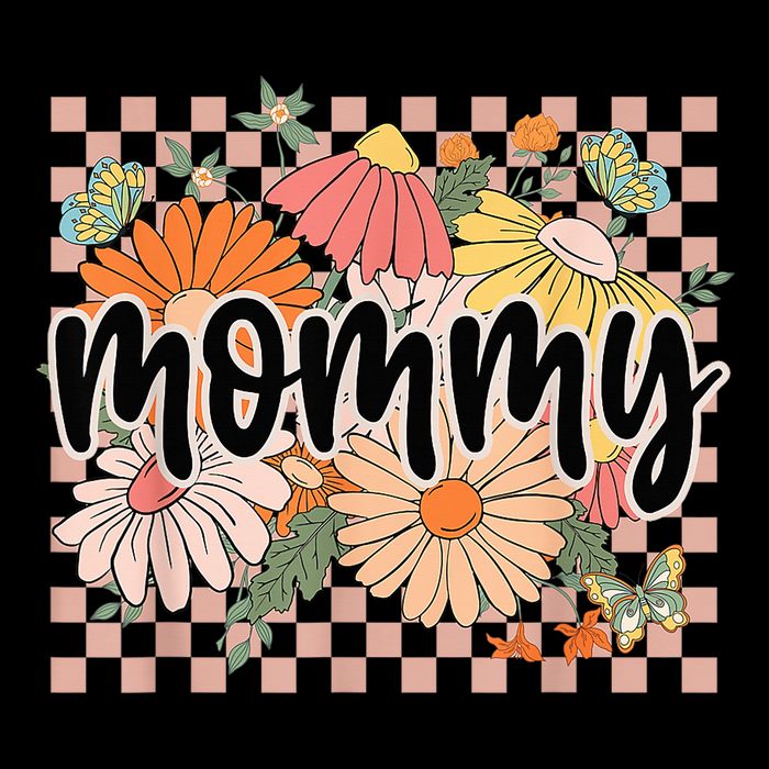 Mommy Floral Mother'S Day Wildflower Girl Checkered Cooling Performance Crew T-Shirt