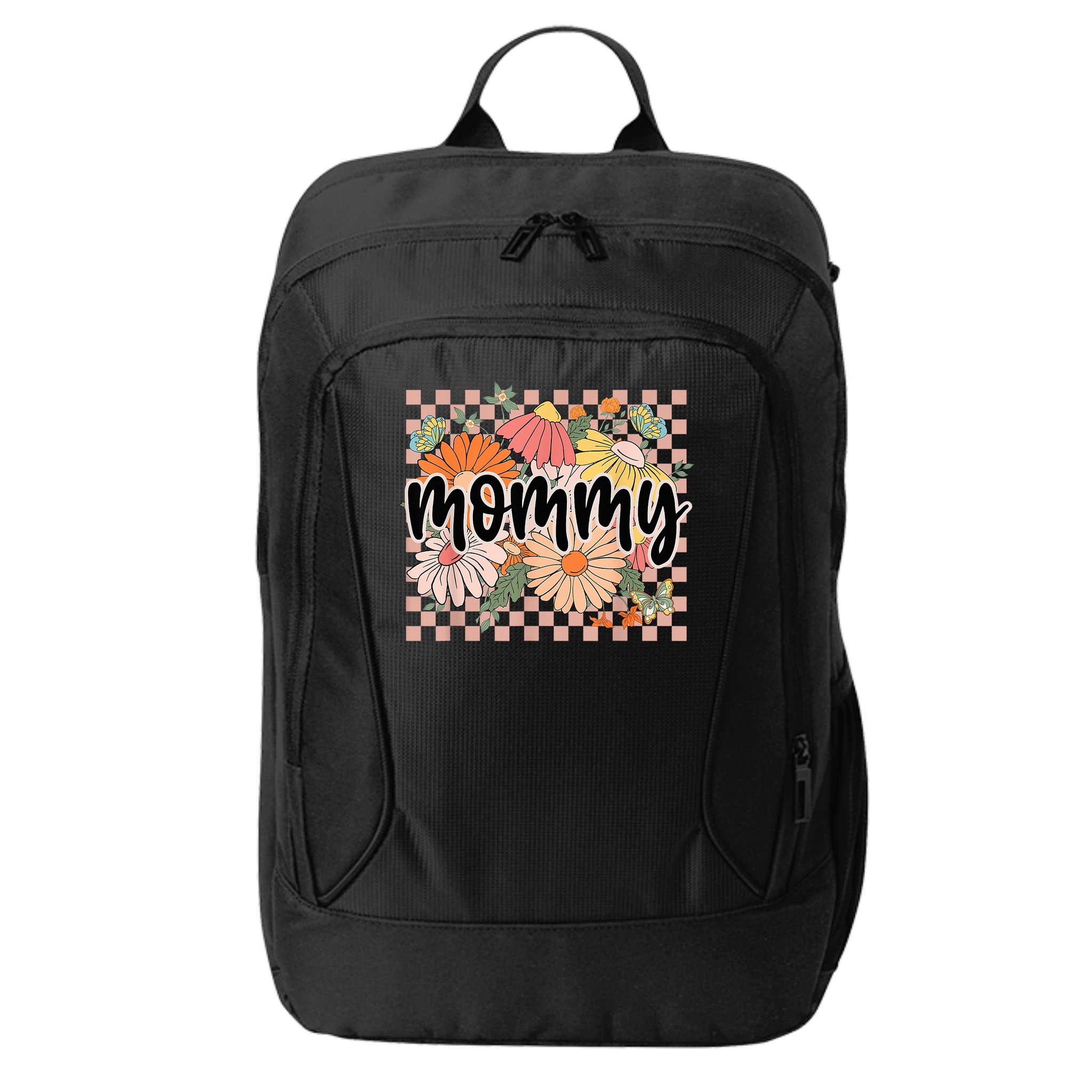 Mommy Floral Mother'S Day Wildflower Girl Checkered City Backpack