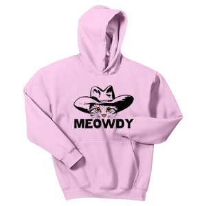 Meowdy Funny Mashup Between Meow And Howdy Cat Meme Kids Hoodie