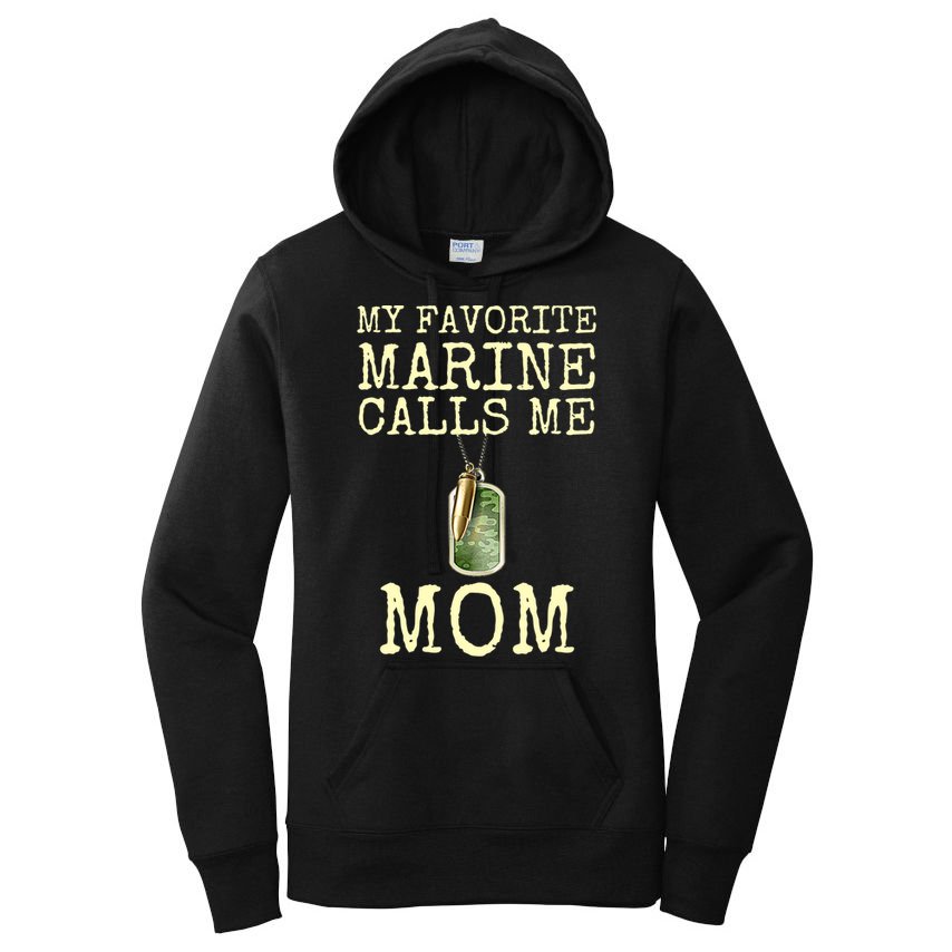 My Favorite Marine Calls Me Mom Funny Women's Pullover Hoodie