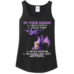 My Four Moods I Need Coffee I Need A Nap Dragon Coffee Lover Ladies Essential Tank