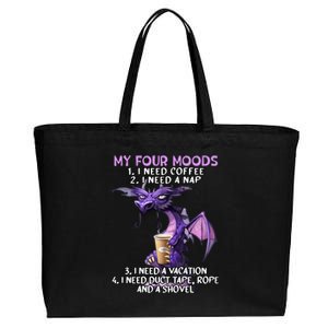 My Four Moods I Need Coffee I Need A Nap Dragon Coffee Lover Cotton Canvas Jumbo Tote