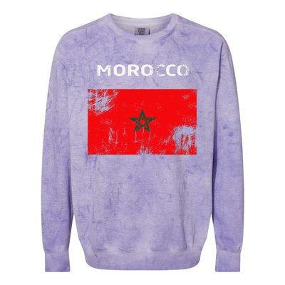 Morocco Flag Colorblast Crewneck Sweatshirt