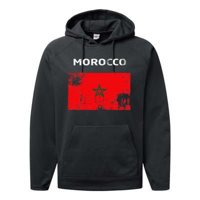 Morocco Flag Performance Fleece Hoodie