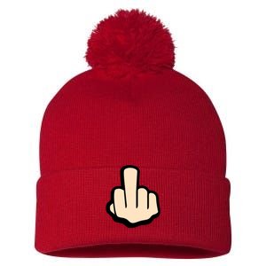 Middle Finger Pom Pom 12in Knit Beanie