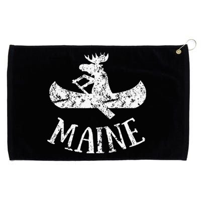 Maine Funny Moose Canoe Vacation Grommeted Golf Towel