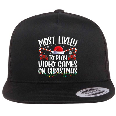 Matching Family Most Likely To Play Videos Game On Christmas Gift Flatbill Hat
