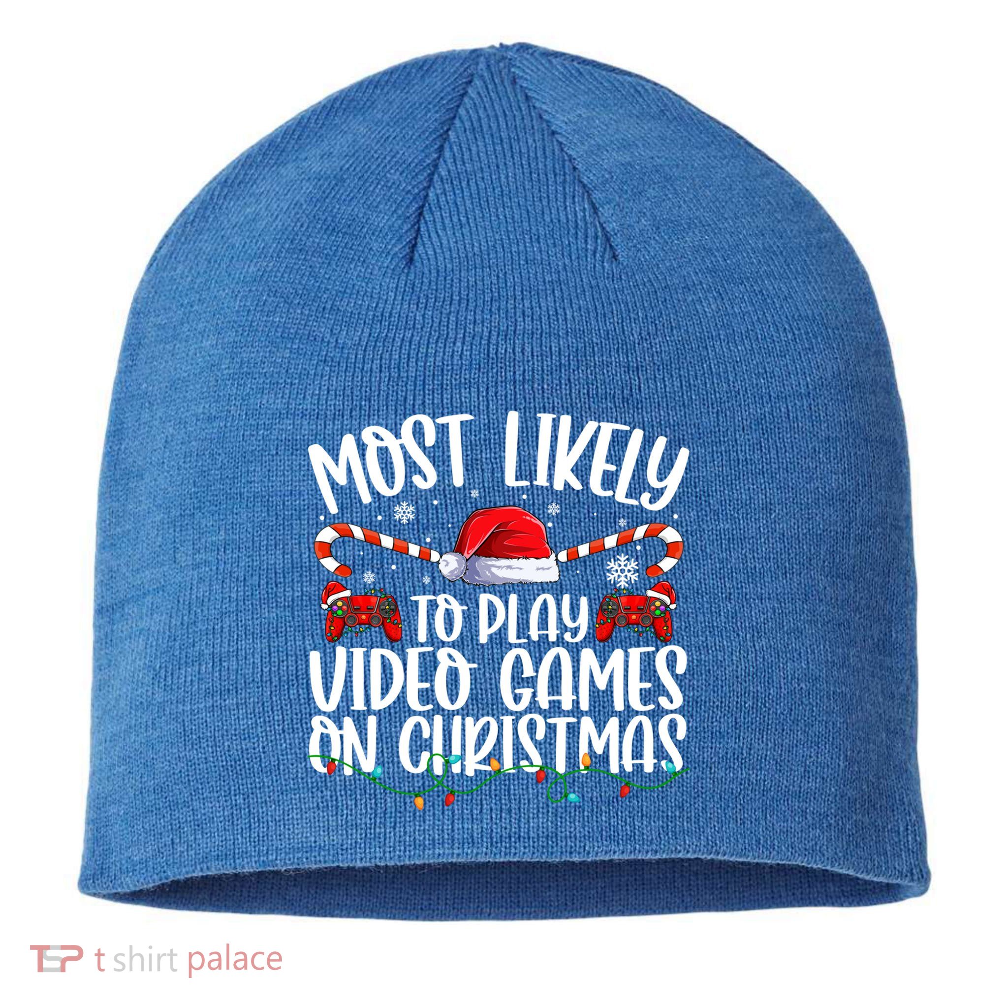 Matching Family Most Likely To Play Videos Game On Christmas Gift Sustainable Beanie