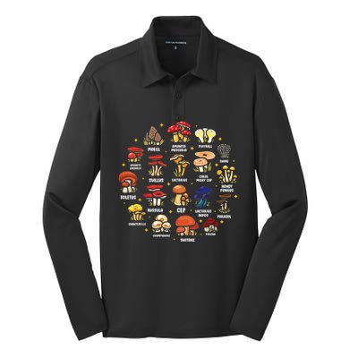 Mycology Fungi Mushroom Collector Hippie Fungus Plants Silk Touch Performance Long Sleeve Polo