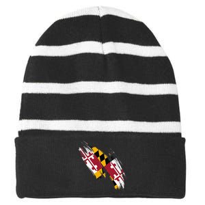 Maryland Flag Marylander Maryland Flag State Pride Striped Beanie with Solid Band