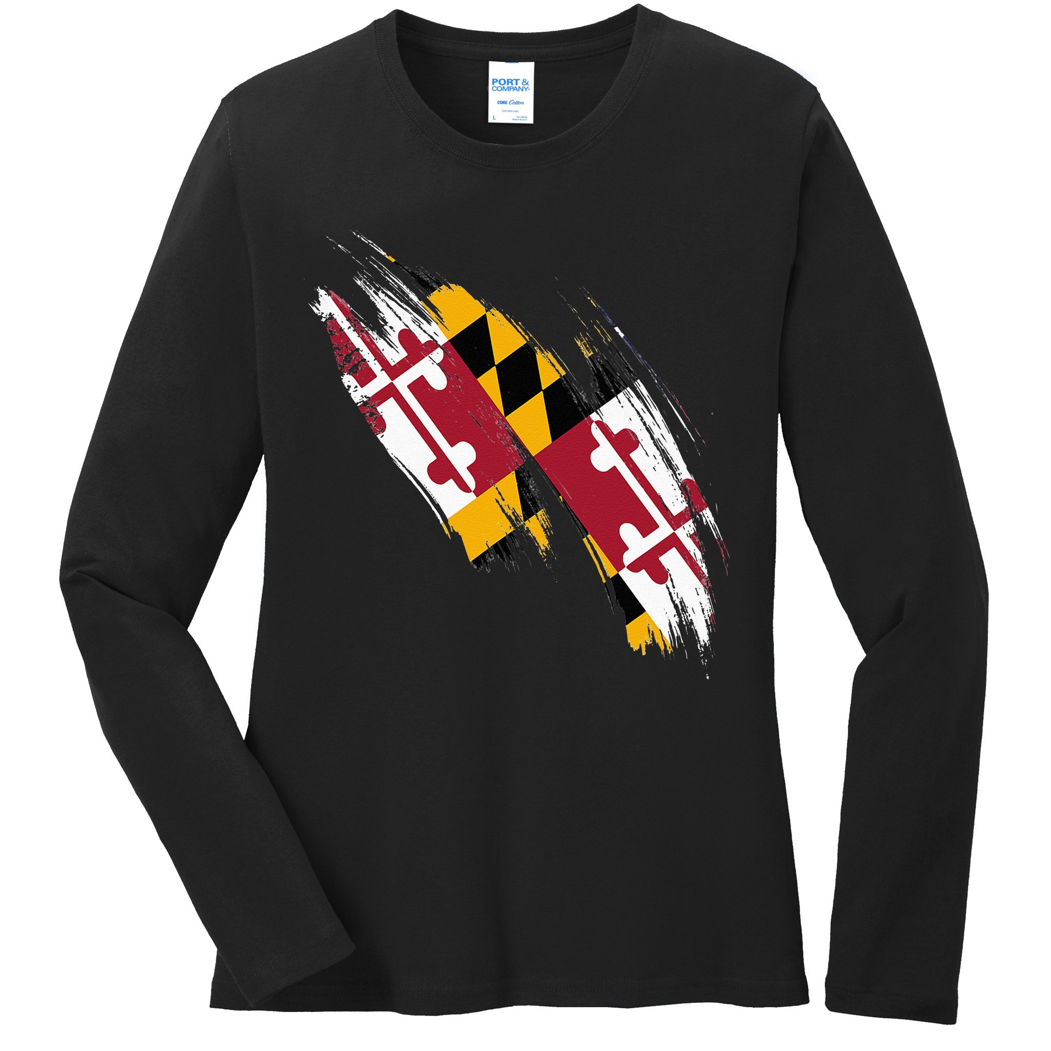 Maryland Flag Marylander Maryland Flag State Pride Ladies Long Sleeve Shirt