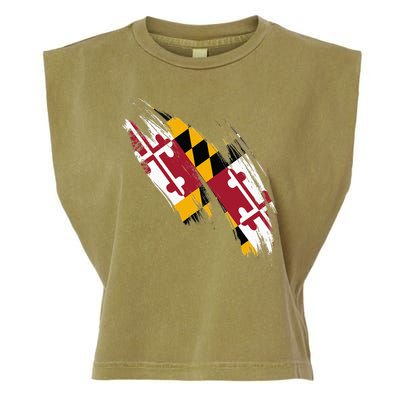 Maryland Flag Marylander Maryland Flag State Pride Garment-Dyed Women's Muscle Tee