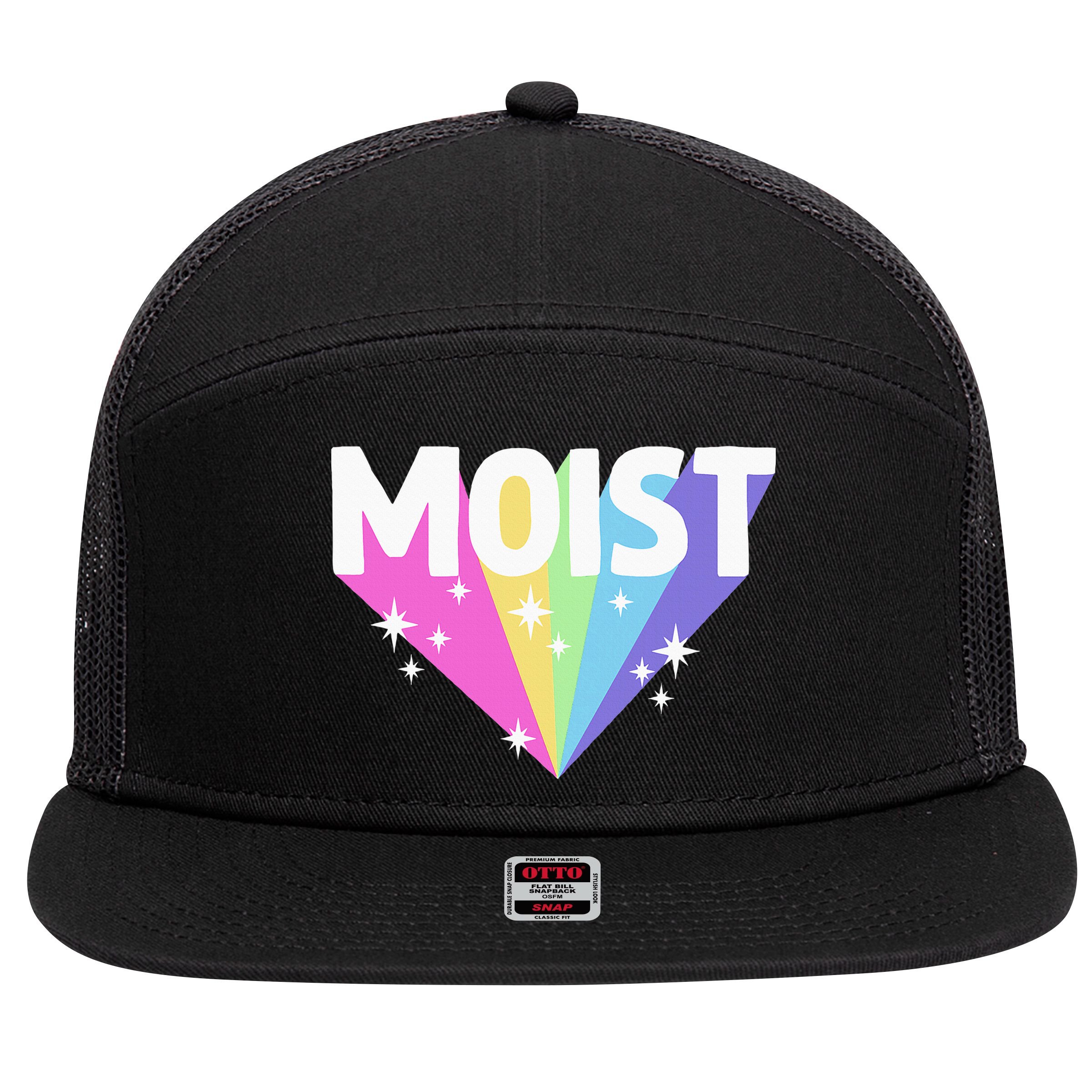 Moist Funny Meme Offensive Weird Cool Hilarious Humorous 7 Panel Mesh Trucker Snapback Hat