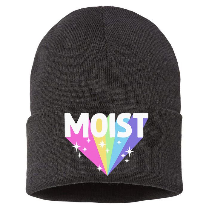 Moist Funny Meme Offensive Weird Cool Sustainable Knit Beanie