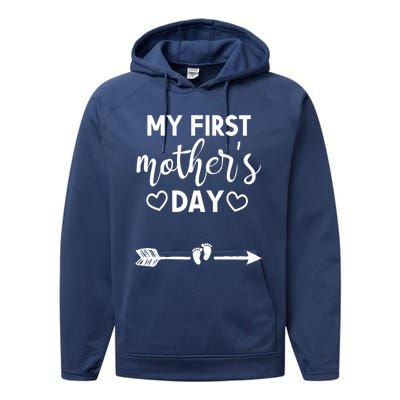 My First Mothers Day Pregnancy Mom To Be Announcet Funny Cool Gift Performance Fleece Hoodie