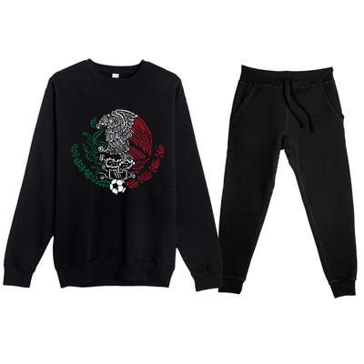 Mexico Flag Mexican Eagle Soccer Premium Crewneck Sweatsuit Set