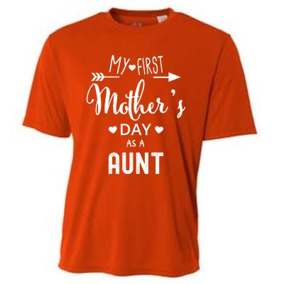 My First Mother's Day As A Aunt Mom To Be Sister's Mom Gift Cooling Performance Crew T-Shirt