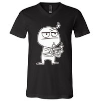 Middle Finger Maniac funny V-Neck T-Shirt