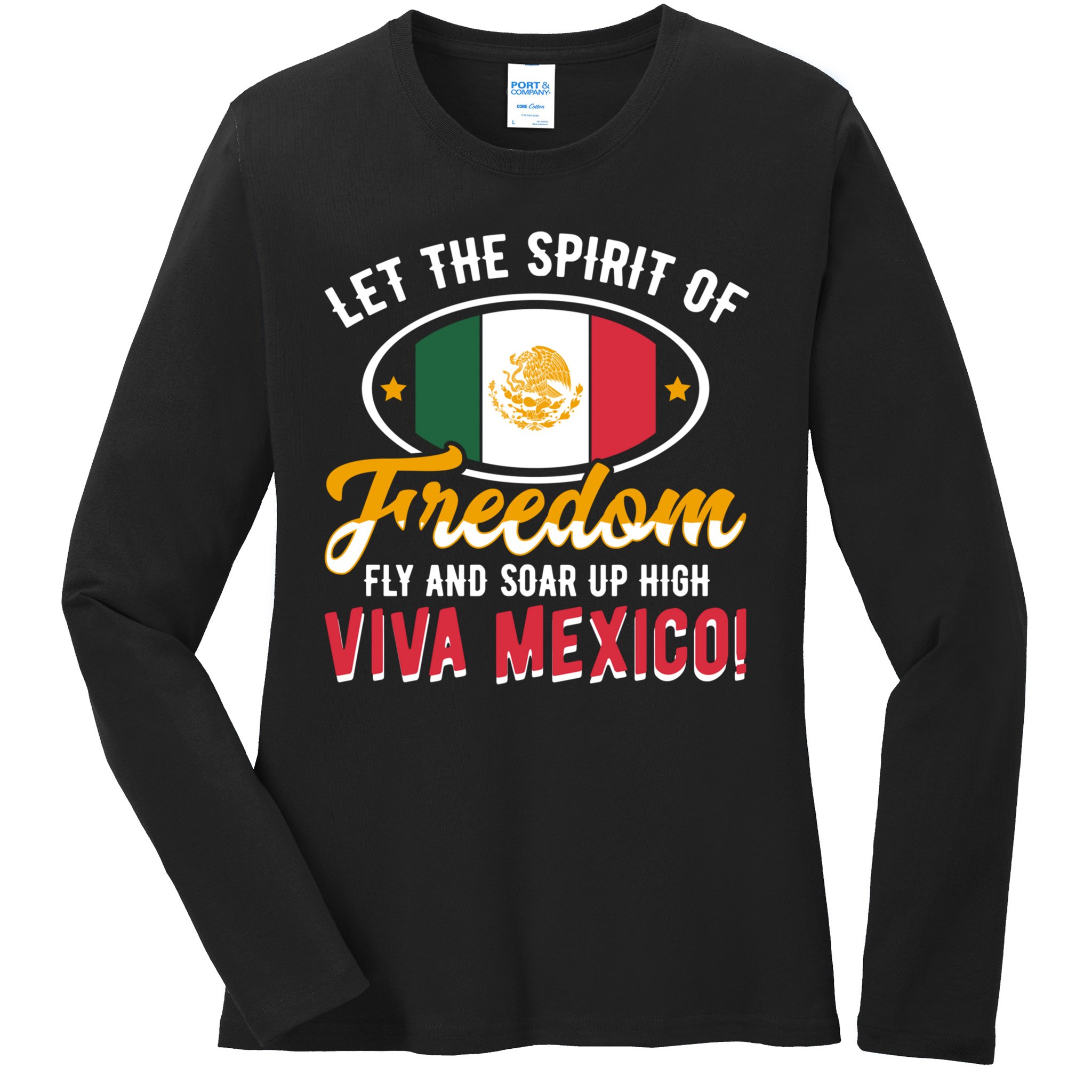 Mexico Flag Mexican Independence Day Meaningful Gift Ladies Long Sleeve Shirt