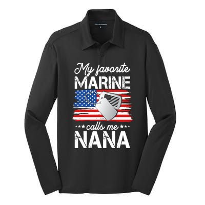 My Favorite Marine Calls Me Nana Silk Touch Performance Long Sleeve Polo