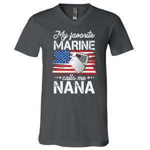 My Favorite Marine Calls Me Nana V-Neck T-Shirt