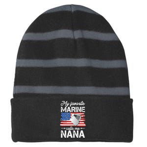 My Favorite Marine Calls Me Nana Striped Beanie with Solid Band