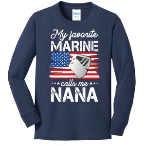 My Favorite Marine Calls Me Nana Kids Long Sleeve Shirt