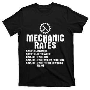 Mechanic Funny Mechanic Rates T-Shirt