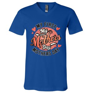 My First Mothers Day Fun Mom Celebration Holiday Thr Meaningful Gift V-Neck T-Shirt