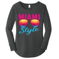 Miami Florida Miami Colorful Sunrise Sunglasses Graphic Women's Perfect Tri Tunic Long Sleeve Shirt