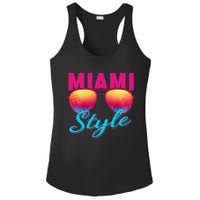 Miami Florida Miami Colorful Sunrise Sunglasses Graphic Ladies PosiCharge Competitor Racerback Tank