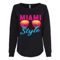 Miami Florida Miami Colorful Sunrise Sunglasses Graphic Womens California Wash Sweatshirt