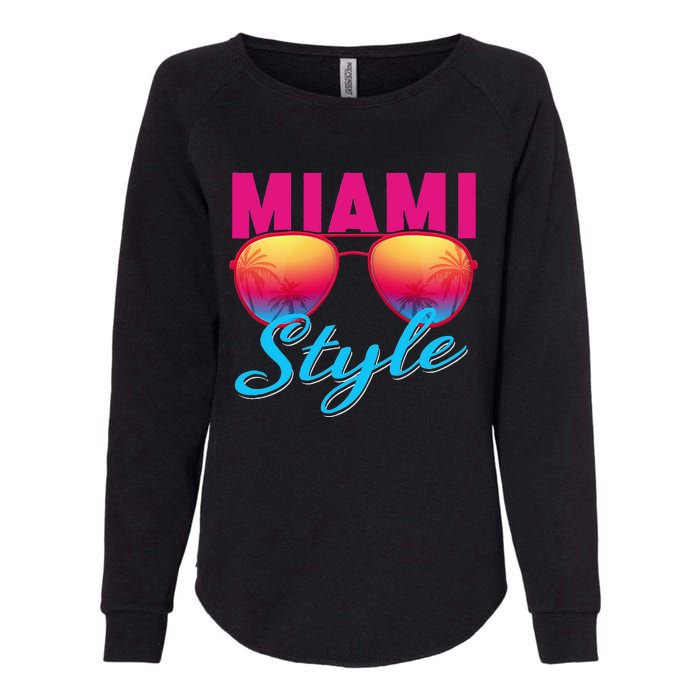 Miami Florida Miami Colorful Sunrise Sunglasses Graphic Womens California Wash Sweatshirt