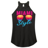 Miami Florida Miami Colorful Sunrise Sunglasses Graphic Women's Perfect Tri Rocker Tank