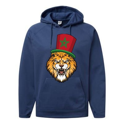 Morocco Flag Moroccan Soccer Supporter Performance Fleece Hoodie