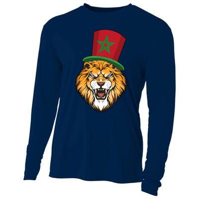 Morocco Flag Moroccan Soccer Supporter Cooling Performance Long Sleeve Crew