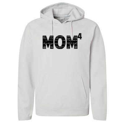 Mom4, Four, Mother's Day, Best Mom, Mother of 4 Performance Fleece Hoodie