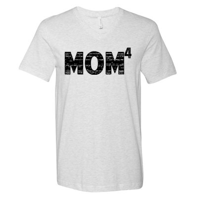 Mom4, Four, Mother's Day, Best Mom, Mother of 4 V-Neck T-Shirt