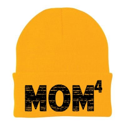 Mom4, Four, Mother's Day, Best Mom, Mother of 4 Knit Cap Winter Beanie