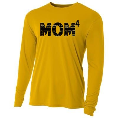 Mom4, Four, Mother's Day, Best Mom, Mother of 4 Cooling Performance Long Sleeve Crew