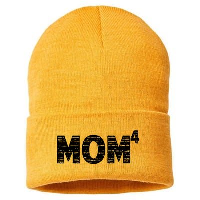 Mom4, Four, Mother's Day, Best Mom, Mother of 4 Sustainable Knit Beanie