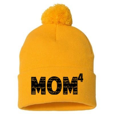 Mom4, Four, Mother's Day, Best Mom, Mother of 4 Pom Pom 12in Knit Beanie